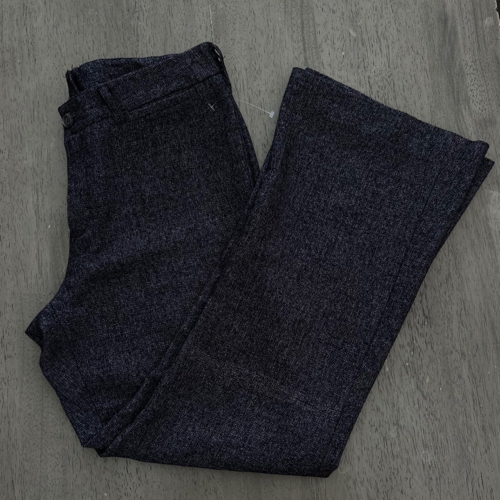 Vintage Bespoke Charcoal Heather Wool Blend Tailored Trousers Gray Pants